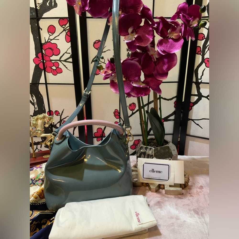 Elleme Baozi (dumpling)leather bucket bag EUC!Leather blue color.Retail $480.00